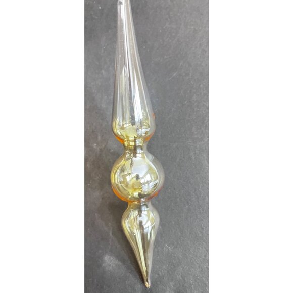 3 Amber Blown Glass Christmas Tree Ornaments Finial Drop - Picture 3 of 6